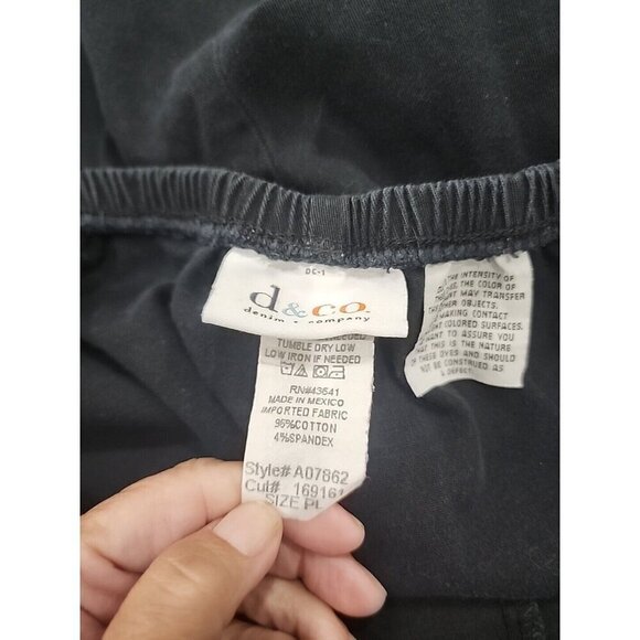 Denim & Co. Pants Black Woven Back Elastic Waist Pockets Straight Leg Women's PL - Picture 9 of 11